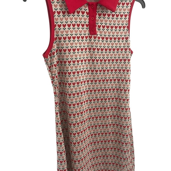 Shien Collared Mini Dress Heart Flowers Red Retro y2k NWT - Picture 2 of 9